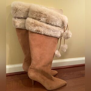 Cole Haan Suede + Mink Tall Boots